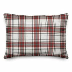 Wholesale ⌛ Red Gray Plaid 14x20 Throw Pillow by Designs Direct ✔️