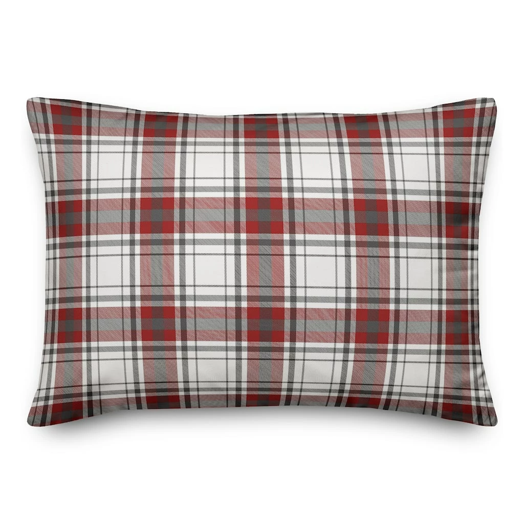Wholesale β Red Gray Plaid 14x20 Throw Pillow by Designs Direct βοΈ