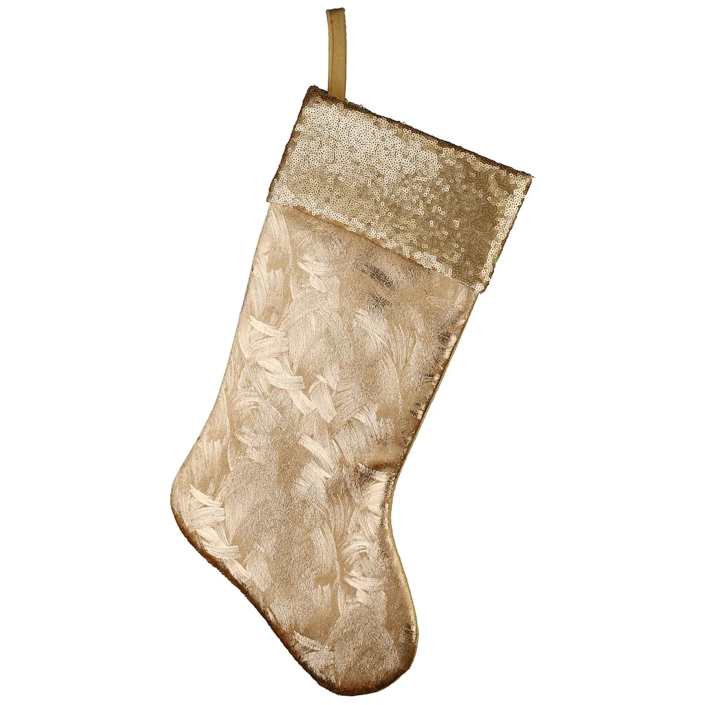 Cheap ๐คฉ 19" Yuletide Glam Collection Metallic Gold Stocking by National Tree Company ๐