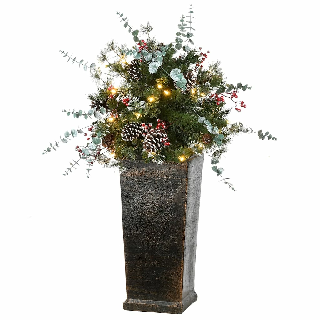 Outlet ๐คฉ 3ft. Pre-Lit Meadow Basin Artificial ๐ Christmas Tree in Tall Planter, Warm White LED Lights by National Tree Company ๐คฉ