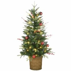 Promo ๐งจ 4ft. Pre-Lit & Pre-Decorated Scotch Creek Fir Entrance Artificial ๐ Christmas Tree, Warm White LED Lights by National Tree Company ๐