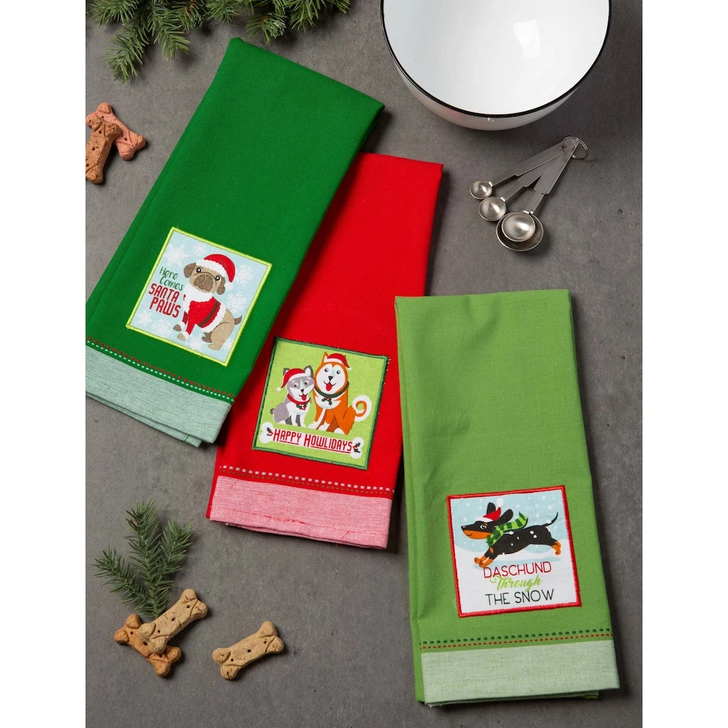 Best Pirce ❤️ DII® Assorted Holiday Pup Embellished Dishtowel Set 🎉 - Image 2