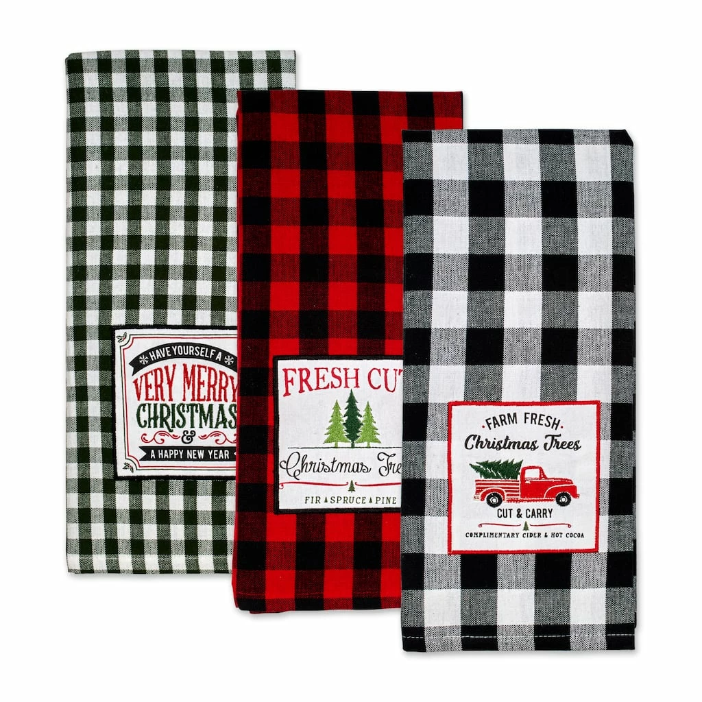 Promo 😉 DII® ❄ Christmas Tree Farm Embellished Dishtowels Set 👏