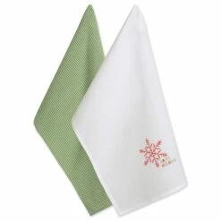 Deals 🔥 DII® Green Check & White Happy Holidays Dishtowel Set 🤩