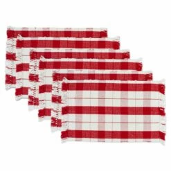 Top 10 😉 DII® Red Tinsel Plaid Fringed Placemats, 6ct. 🤩