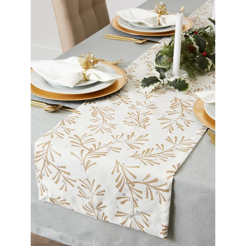 Hot Sale ๐ DII® 72" Metallic Holly Leaves Table Runner ๐ฅฐ - Image 10