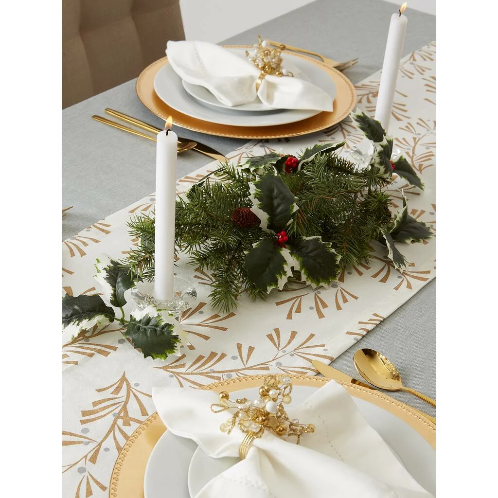 Hot Sale ๐ DII® 72" Metallic Holly Leaves Table Runner ๐ฅฐ - Image 7