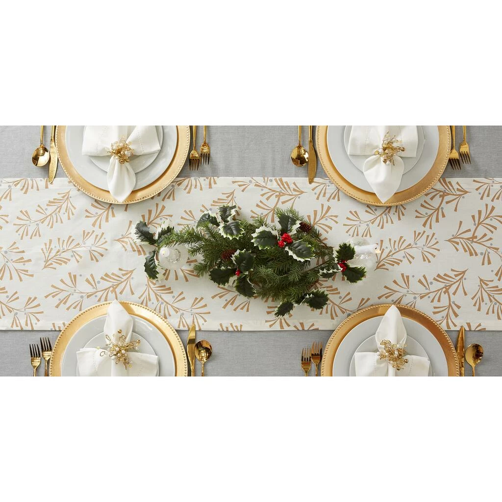 Hot Sale ๐ DII® 72" Metallic Holly Leaves Table Runner ๐ฅฐ - Image 9