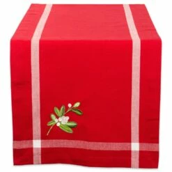 Best Pirce ⌛ DII® 72" Red Embroidered Mistletoe Corner with Border Table Runner 🛒