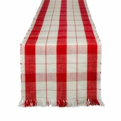 Deals ๐ DII® 72" Red Tinsel Plaid Fringed Table Runner โจ