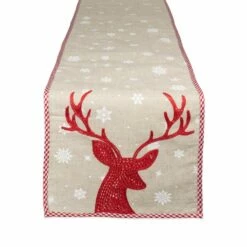 Cheapest ✔️ DII® 70" Red Reindeer Embroidered Table Runner 😀