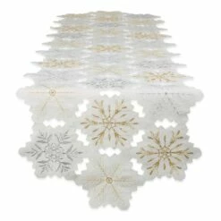 Promo 💯 DII® 108" Snowflakes Embroidered Table Runner 😍