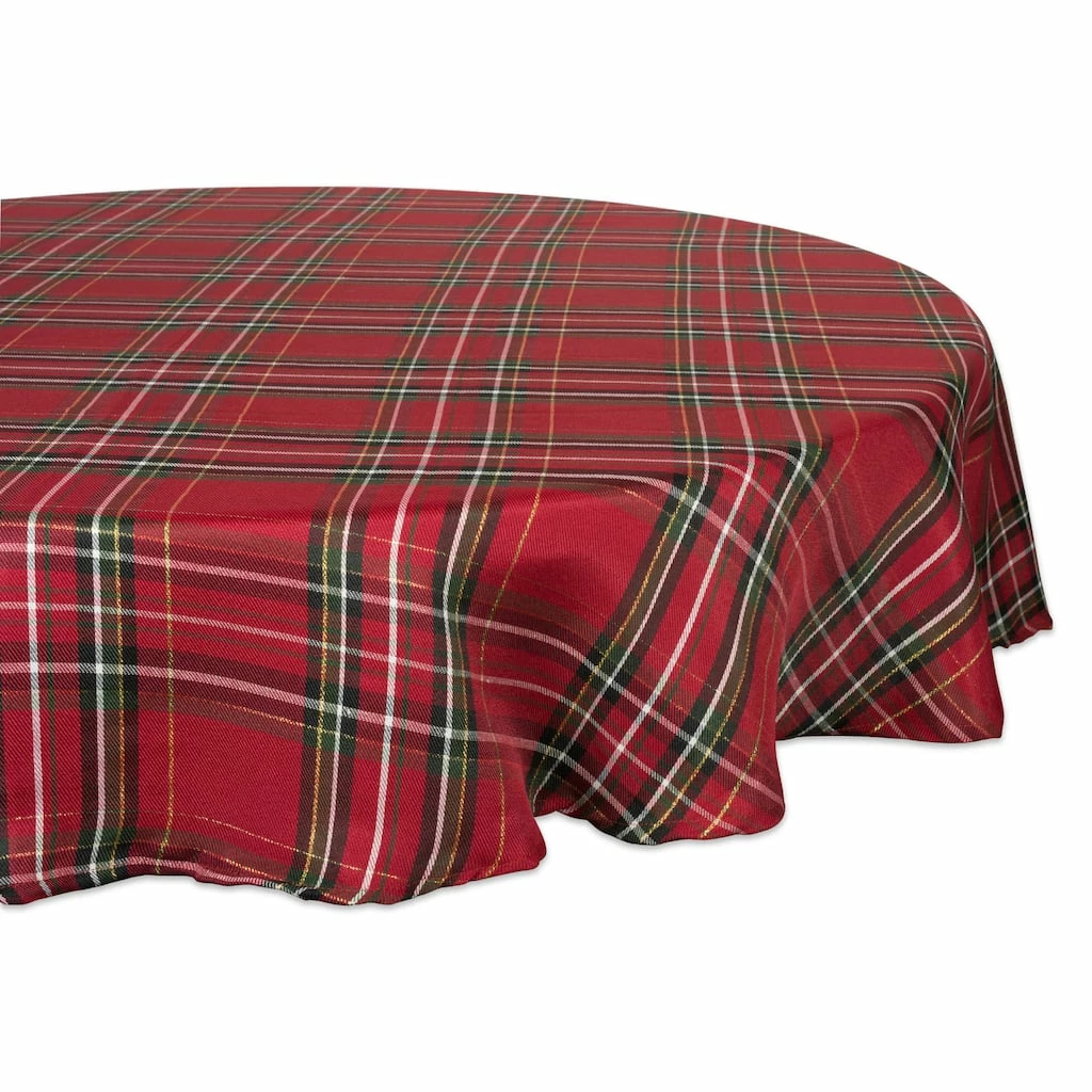 Flash Sale ๐ DII® 70" Round Holiday Metallic Plaid Tablecloth ๐