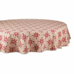 Promo 👏 DII® 70" Round Scandinavian Snowflakes Printed Tablecloth ⭐