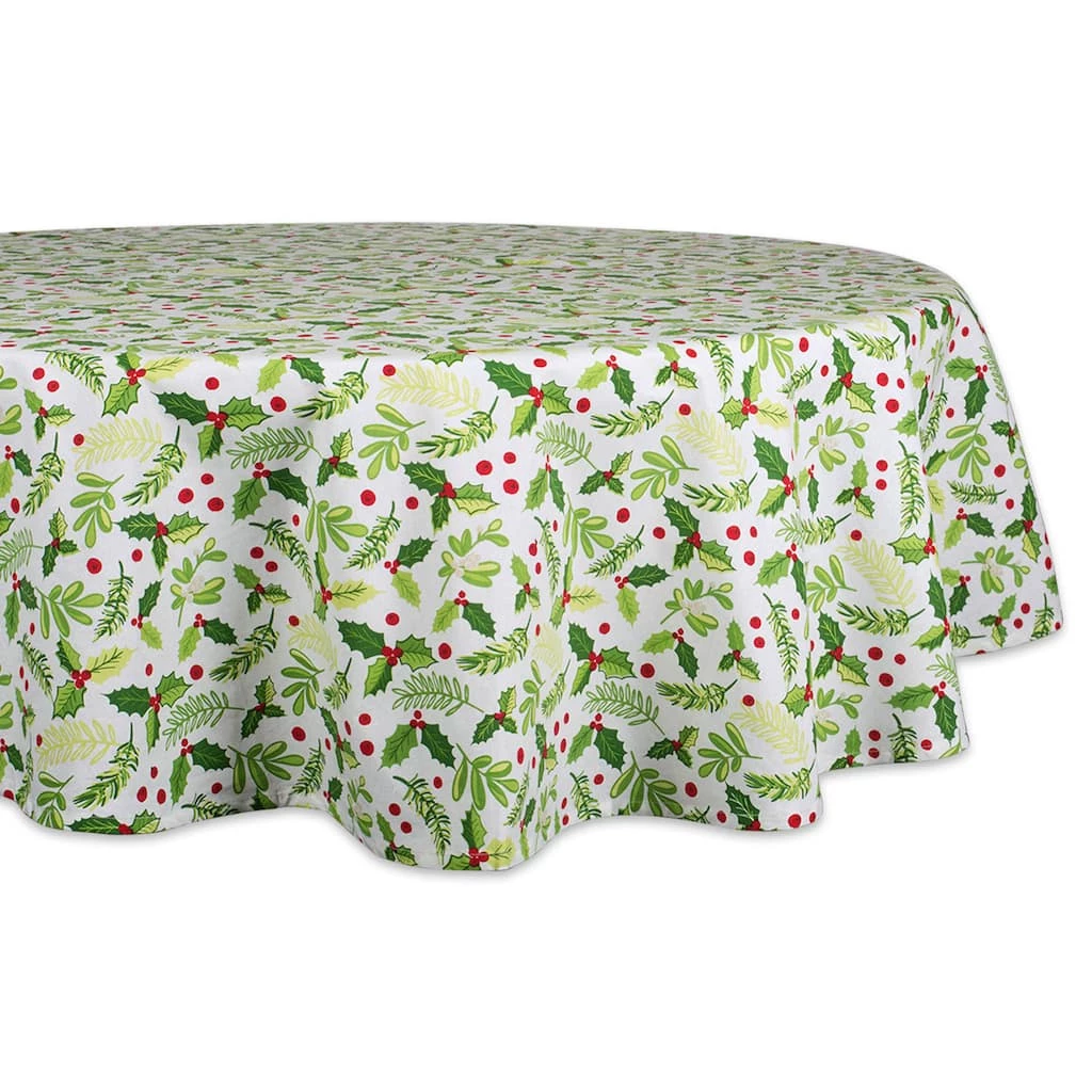 Best deal ๐ DII® 70" Round Boughs of Holly Print Tablecloth ๐