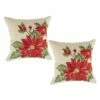 Outlet 👍 DII® Poinsettia Holly Embroidered Pillow Cover Set 💯