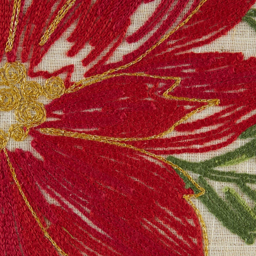 Outlet 👍 DII® Poinsettia Holly Embroidered Pillow Cover Set 💯 - Image 6