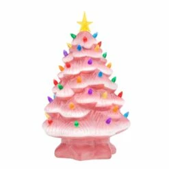 Coupon ❤️ 14" Pink Nostalgic LED Ceramic 🎄 Christmas Tree with Removable Bulbs by Mr. 🎄 Christmas ❤️