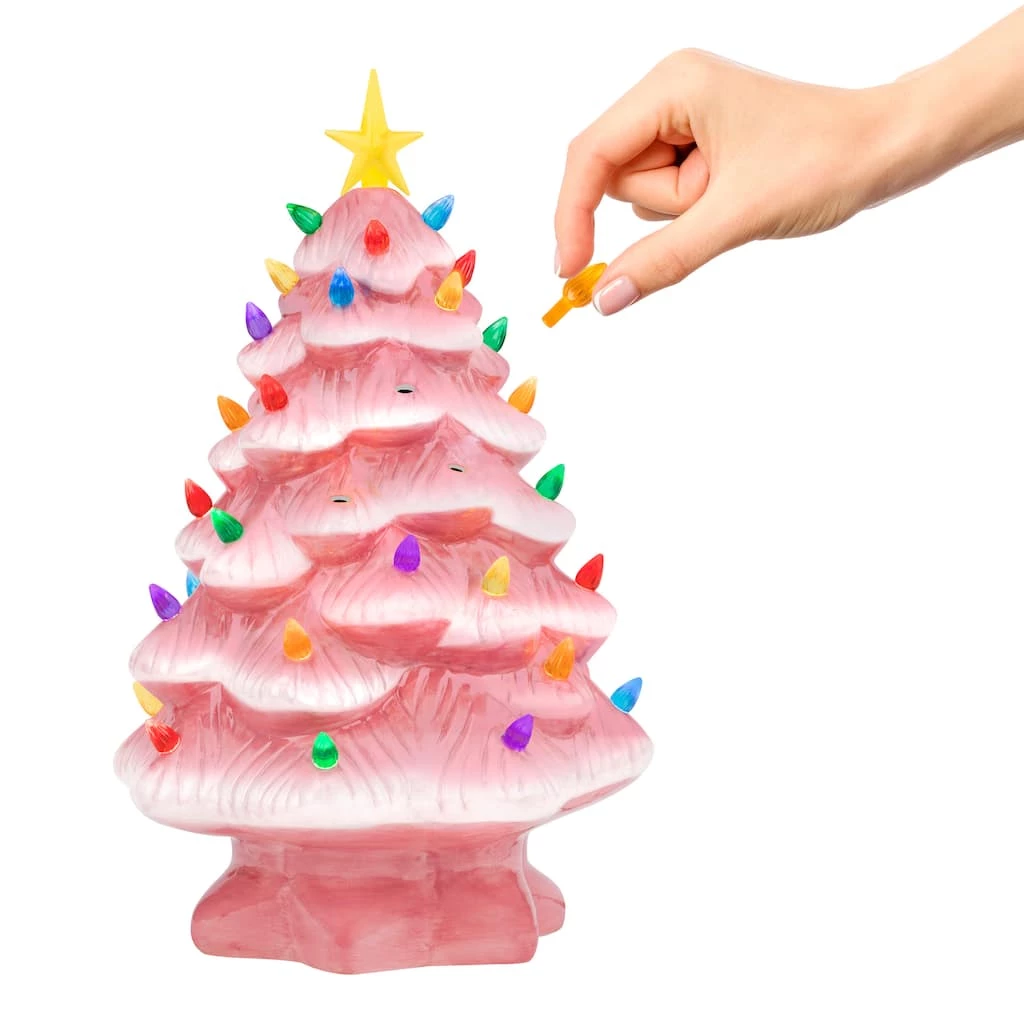 Coupon โค๏ธ 14" Pink Nostalgic LED Ceramic ๐ Christmas Tree with Removable Bulbs by Mr. ๐ Christmas โค๏ธ - Image 2