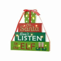 Coupon 🤩 Glitzhome® 12" Lighted Wooden 🔔 Christmas Gift Block Table Décor 🔔