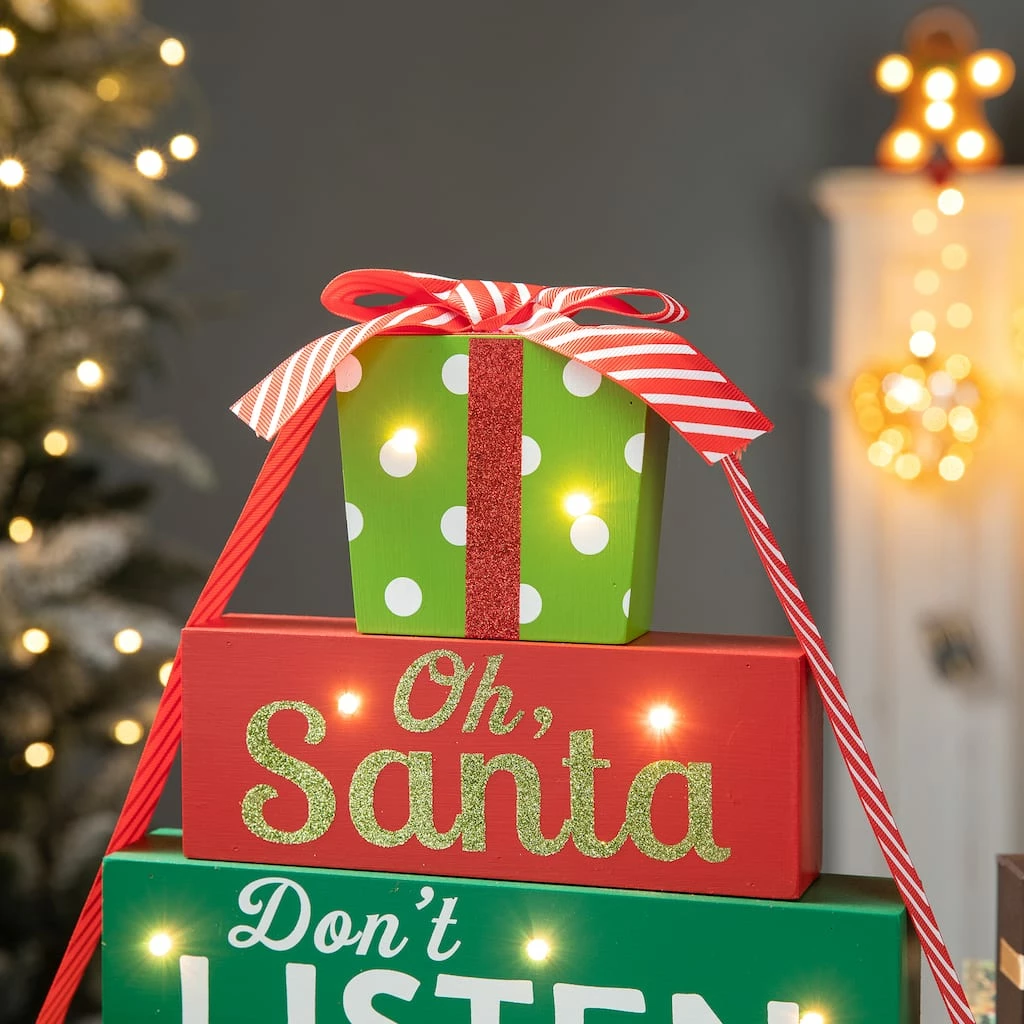 Coupon ๐คฉ Glitzhome® 12" Lighted Wooden ๐ Christmas Gift Block Table Décor ๐ - Image 4