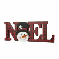 Cheapest 👍 Glitzhome® 15'' NOEL Wooden 🎁 Christmas Plaid Table Décor 😀