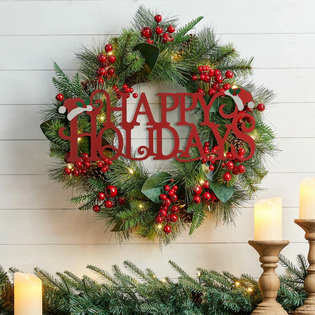 Flash Sale ๐ Glitzhome® 24'' HAPPY HOLIDAYS Metal ๐ Christmas Wall Décor ๐งจ - Image 2