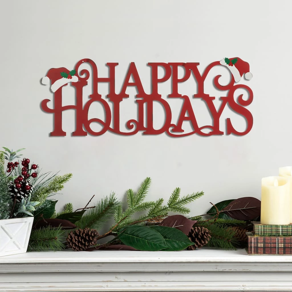 Flash Sale ๐ Glitzhome® 24'' HAPPY HOLIDAYS Metal ๐ Christmas Wall Décor ๐งจ - Image 4