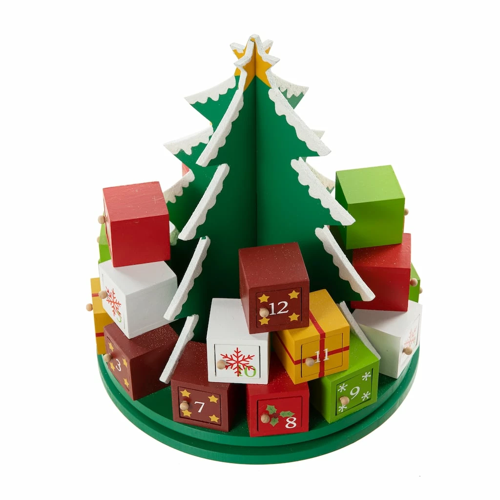 Best Sale ⌛ Glitzhome® 10.5'' Wooden 🎄 Christmas Gift Box Tree Countdown Calendar Décor 🔔 - Image 7