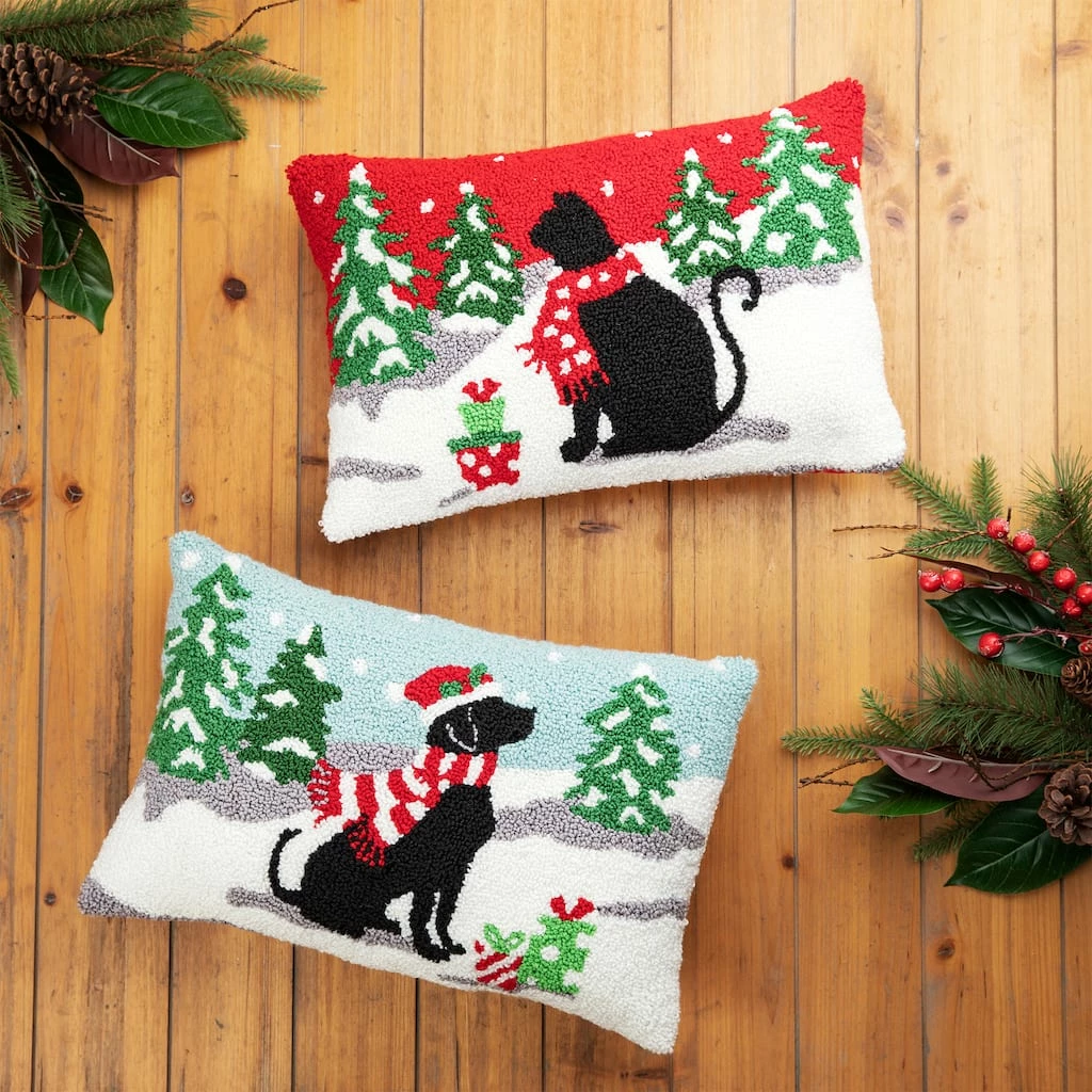 Best Sale β Glitzhome® Hooked π Christmas Cat & πΆ Dog Pillows, 2ct. π - Image 3