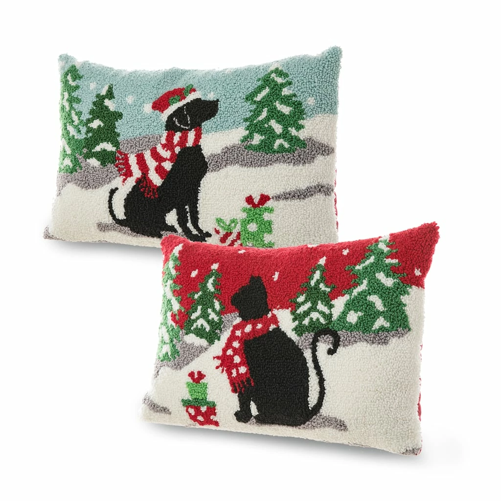 Best Sale β Glitzhome® Hooked π Christmas Cat & πΆ Dog Pillows, 2ct. π - Image 4