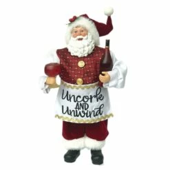 Budget ⭐ 12" Uncork & Unwind Santa Claus Decoration by SantasWorkshop ⌛