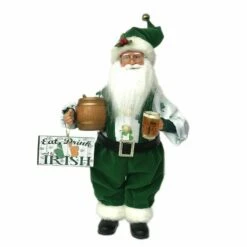 Buy 🔥 15" Eat, Drink & Be Irish Santa Claus Decoration by SantasWorkshop ✔️