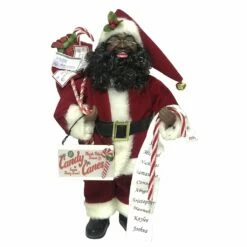 New โญ Santa's Workshop 15" Black ๐ฌ Candy Cane Claus Figurine by SantasWorkshop ๐