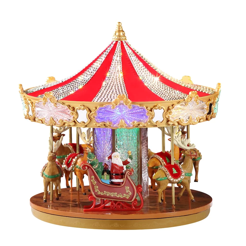 Coupon 👏 12" Swarovski® LED Holiday Carousel by Mr. 🎄 Christmas 👍