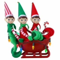 Buy 😍 18" Santa's Elves Illuminated Sleigh Tabletop Accent by Mr. 🎅 Christmas ✔️