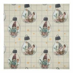 Flash Sale 🎉 Cream & Gray Check Gnome Globe Pattern Cotton Twill Napkin by Designs Direct 😀