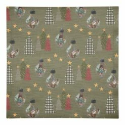 Promo 💯 Green Tree & Globe Pattern Cotton Twill Napkin by Designs Direct 😉