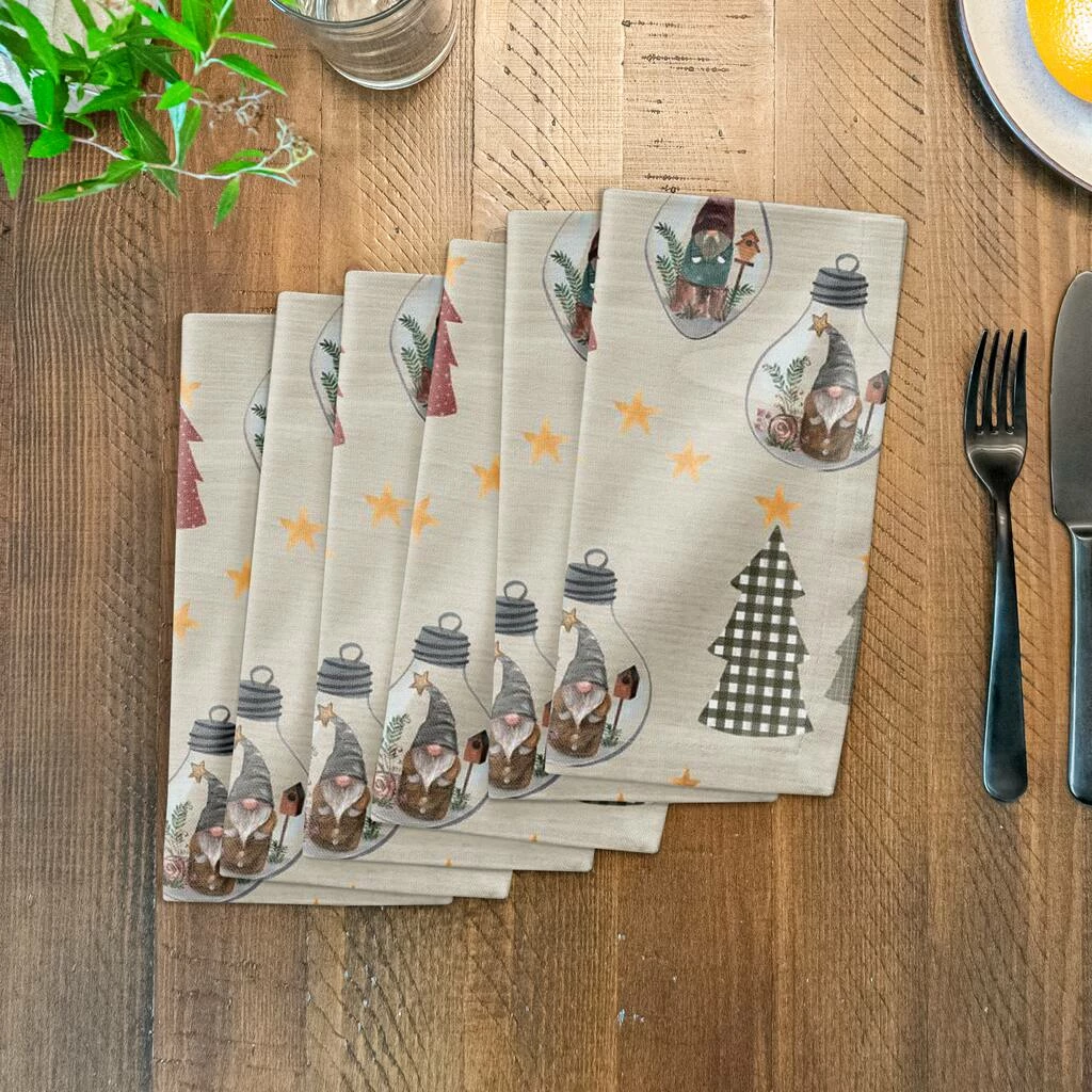 Best deal โญ Cream Tree & Globe Pattern Cotton Twill Napkin by Designs Direct ๐คฉ - Image 3