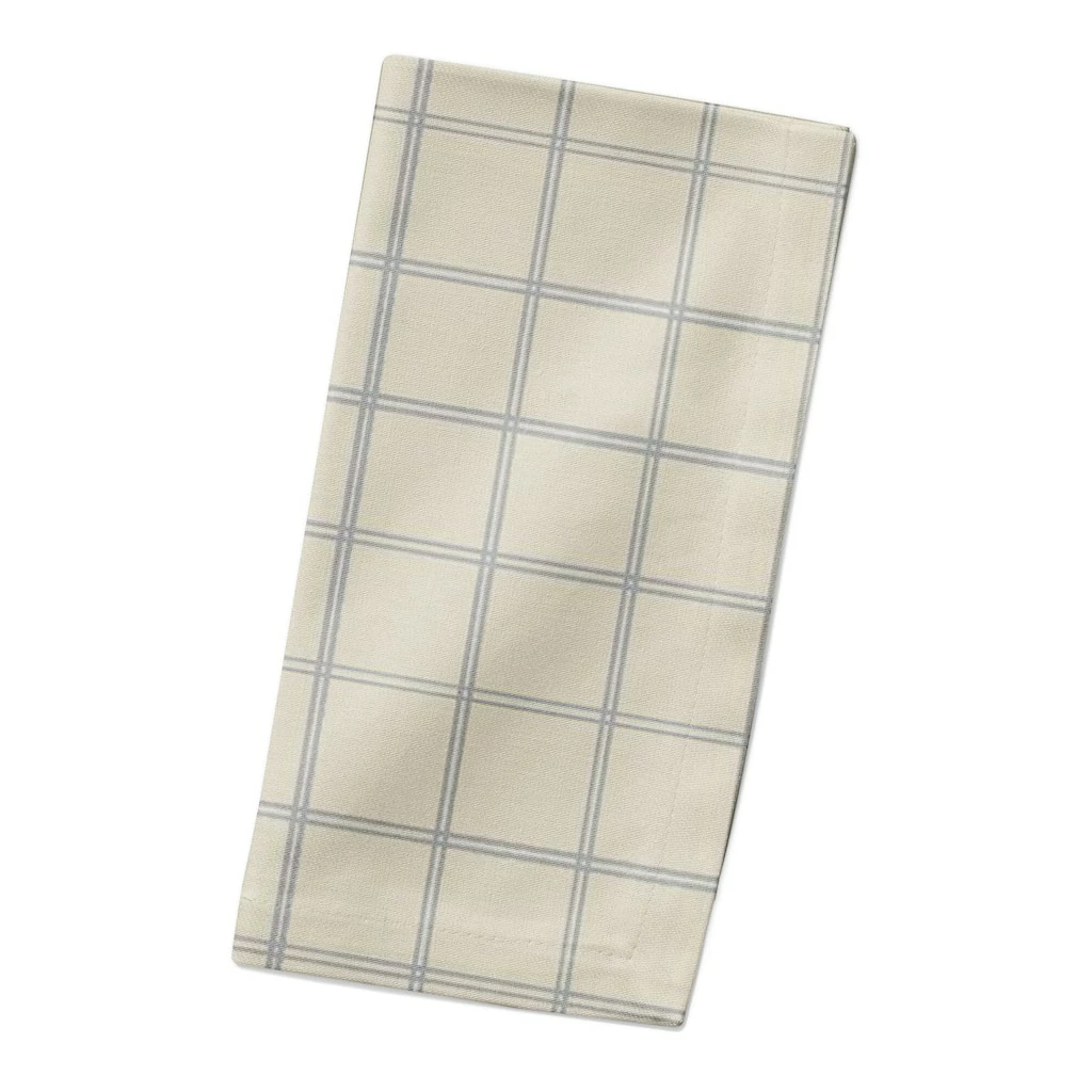 Outlet 🥰 Gray & Cream Check Cotton Twill Napkin by Designs Direct 😀 - Image 2