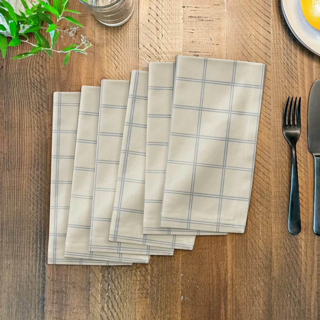 Outlet 🥰 Gray & Cream Check Cotton Twill Napkin by Designs Direct 😀 - Image 3