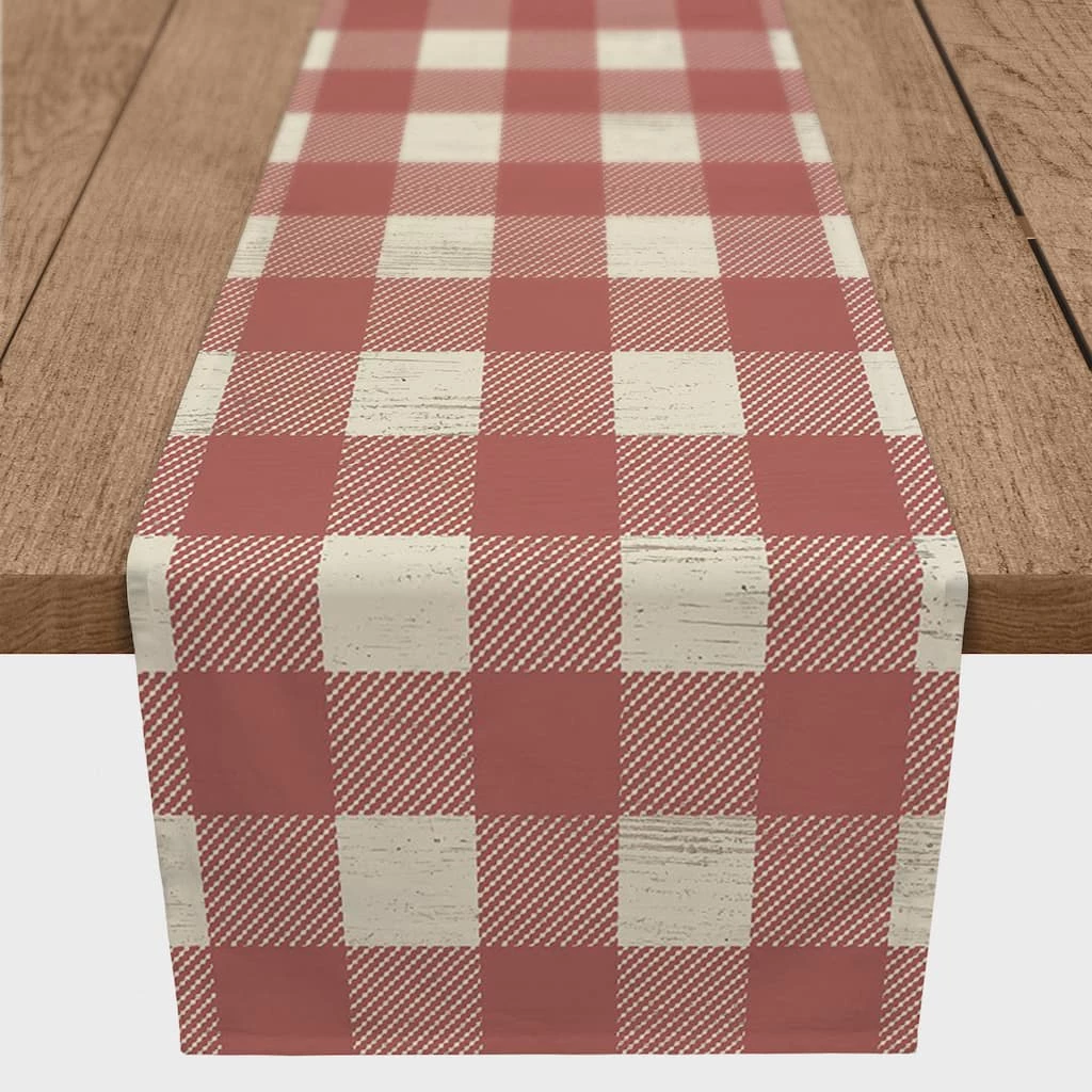Deals โ๏ธ 72" Red Buffalo Check Cotton Twill Runner by Designs Direct ๐