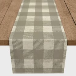 Buy 🌟 72" Taupe Buffalo Check Cotton Twill Runner by Designs Direct 👏