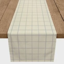 Flash Sale 🥰 72" Gray & Cream Check Cotton Twill Runner by Designs Direct 😍