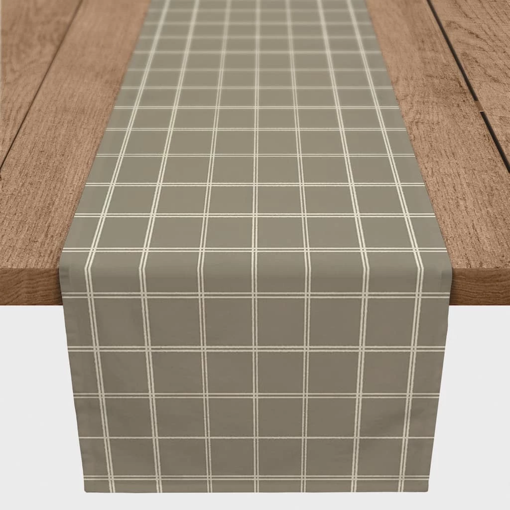 Best deal 🥰 72" Taupe & White Check Cotton Twill Runner by Designs Direct ✔️