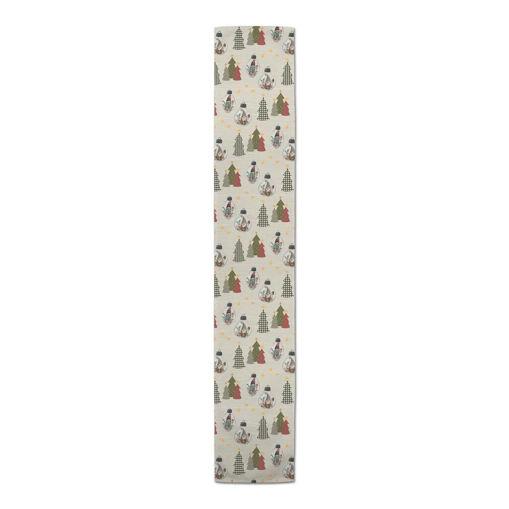 Promo 😀 72" Cream Tree & Globe Pattern Cotton Twill Runner by Designs Direct 👏 - Image 3