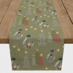 Coupon ๐ 72" Green Tree & Globe Pattern Cotton Twill Runner by Designs Direct โ