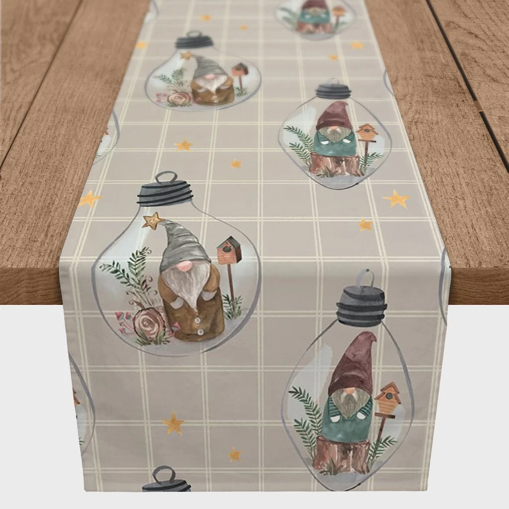 Top 10 โญ 72" Gray & White Check Gnome Globe Pattern Cotton Twill Runner by Designs Direct ๐