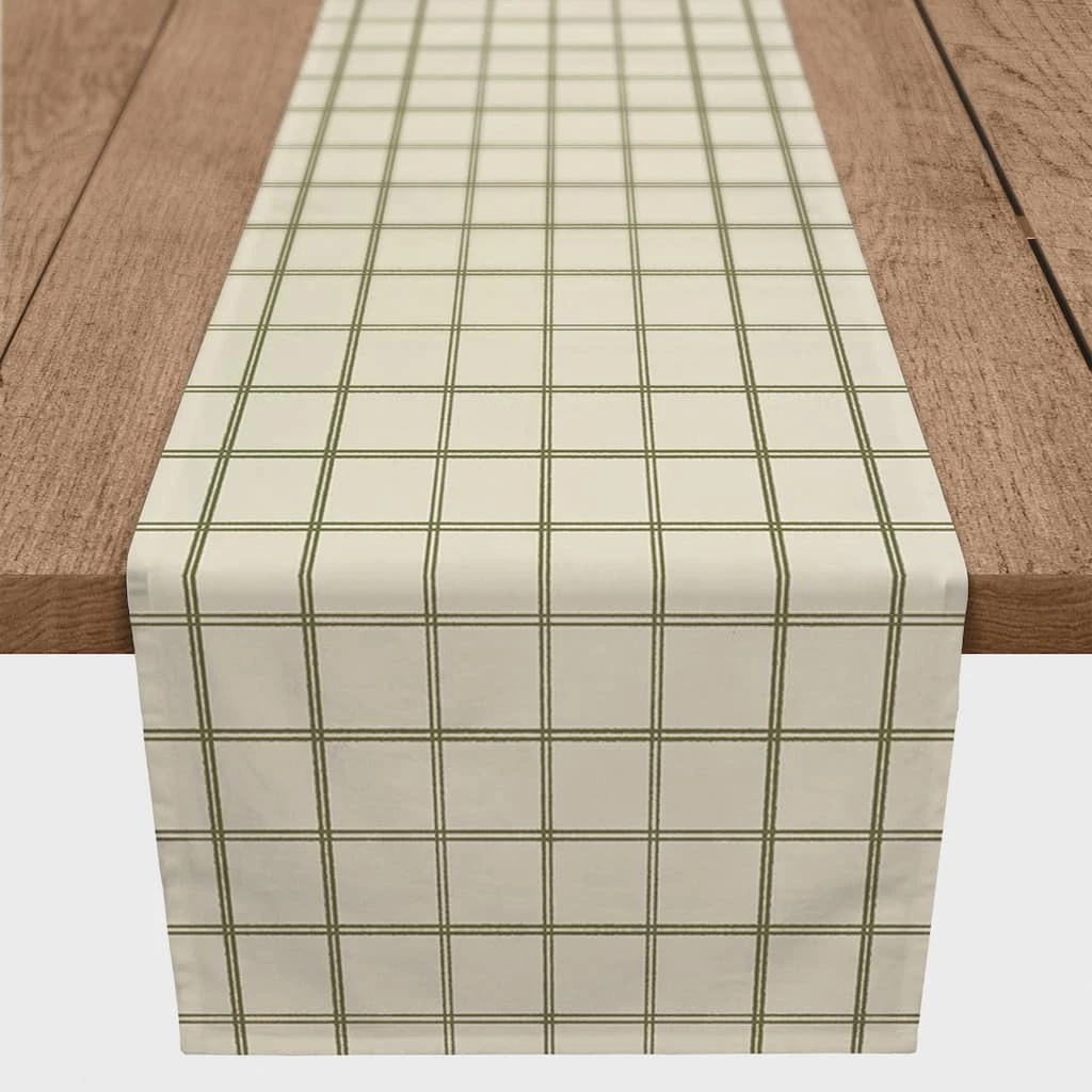 Hot Sale 🎁 90" Green & Cream Check Cotton Twill Runner by Designs Direct 🌟