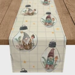 Best reviews of 🔥 90" Cream & Gray Check Gnome Globe Pattern Cotton Twill Runner by Designs Direct 🤩